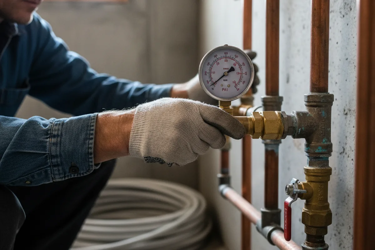 Pressure testing a repaired line during Water Line Repair in Jemison
